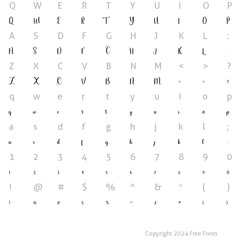 Character Map of Anjaniya Regular