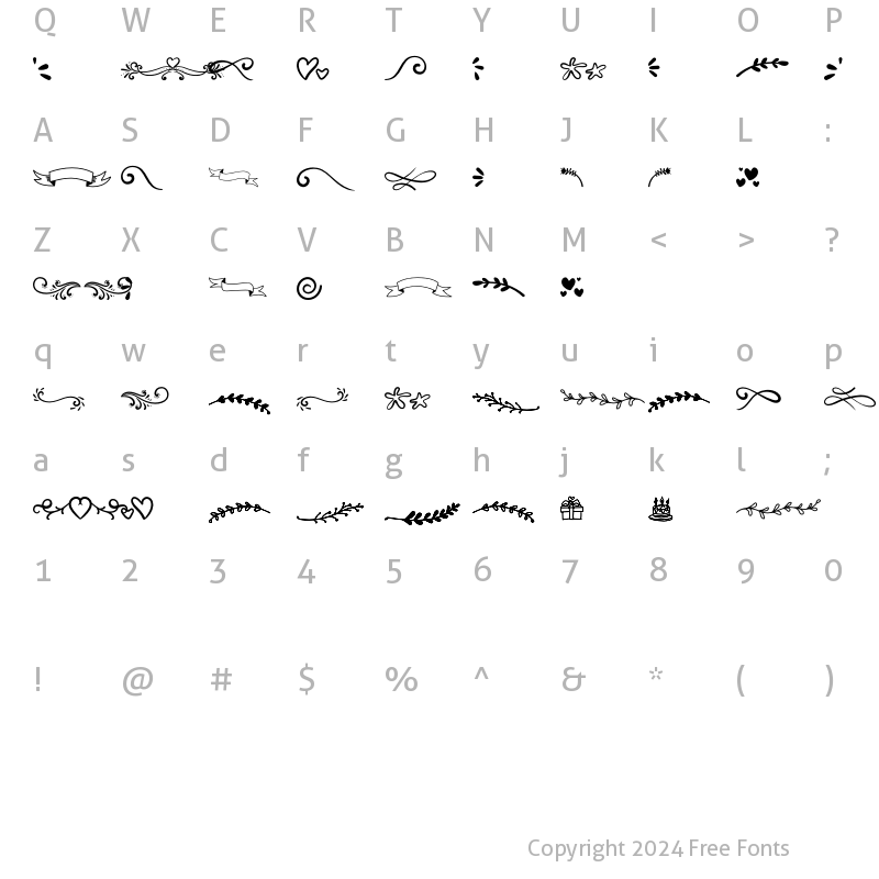 Character Map of Anjellic Doodle Regular