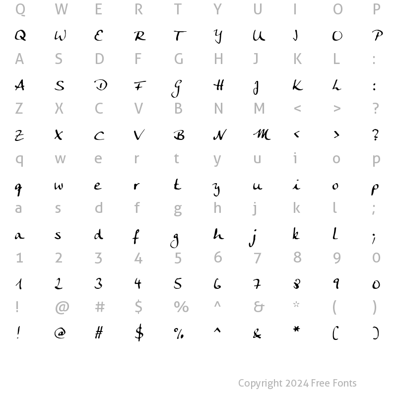 Character Map of Anke Calligraphic FG Regular