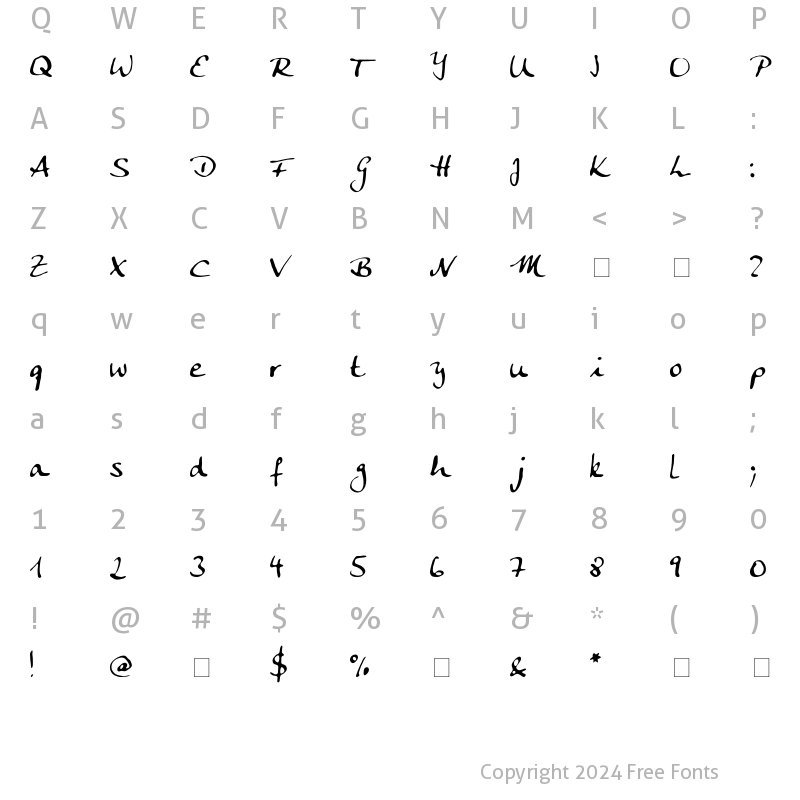 Character Map of AnkeCalligraph Regular