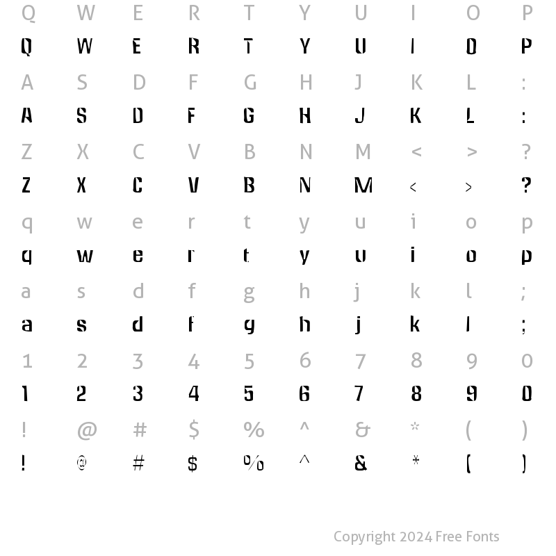 Character Map of Anklepants Gaunt Regular