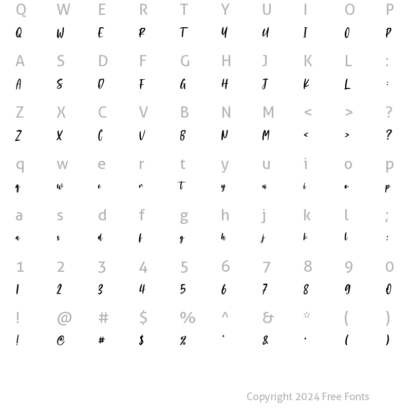 Character Map of Anklettes Regular