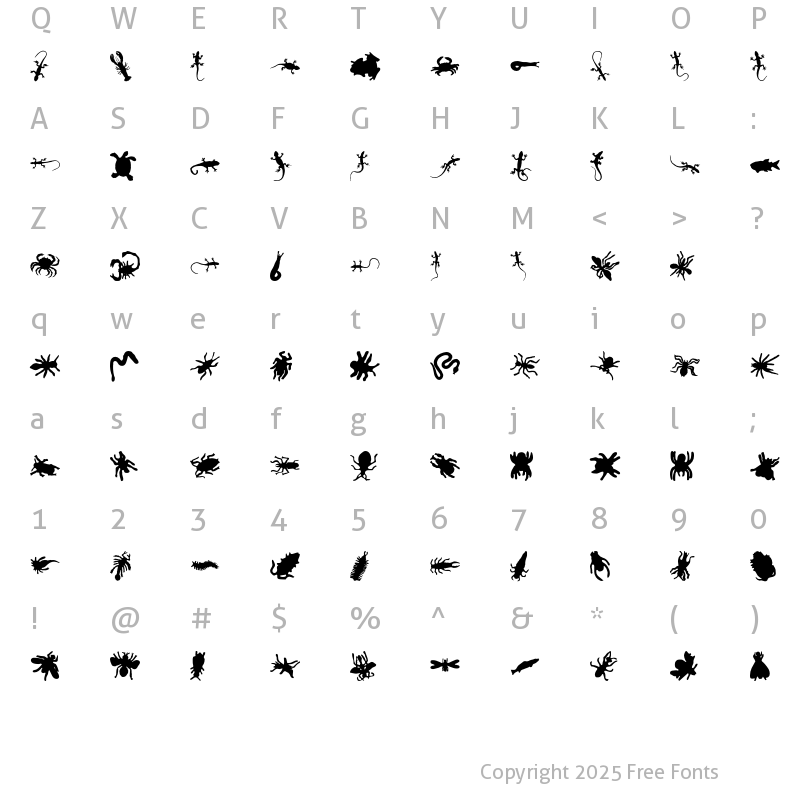 Character Map of Ann Crawlers Regular