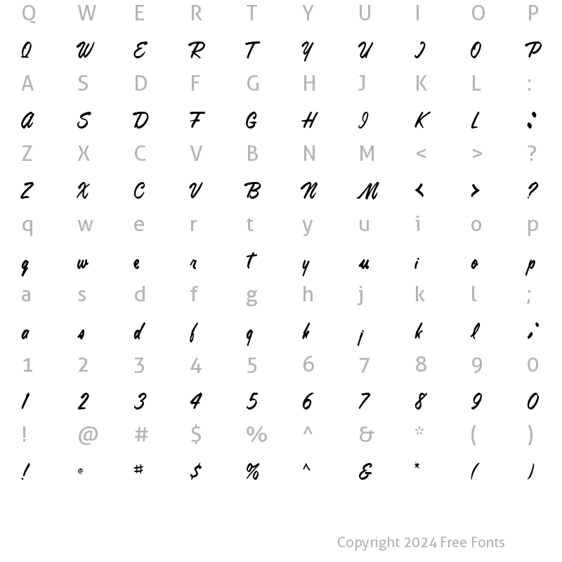 Character Map of AnnaLisaFont71 ttcon Regular