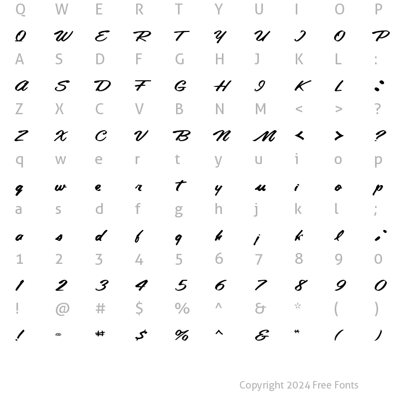 Character Map of AnnaLisaFont71 ttext Regular