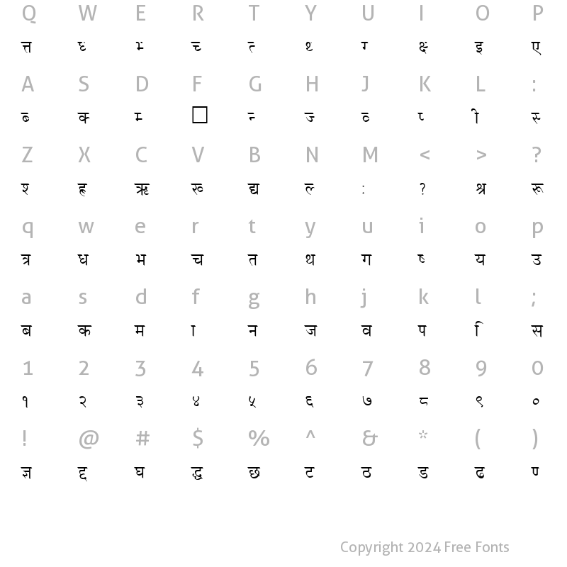 Character Map of Annapurn Regular