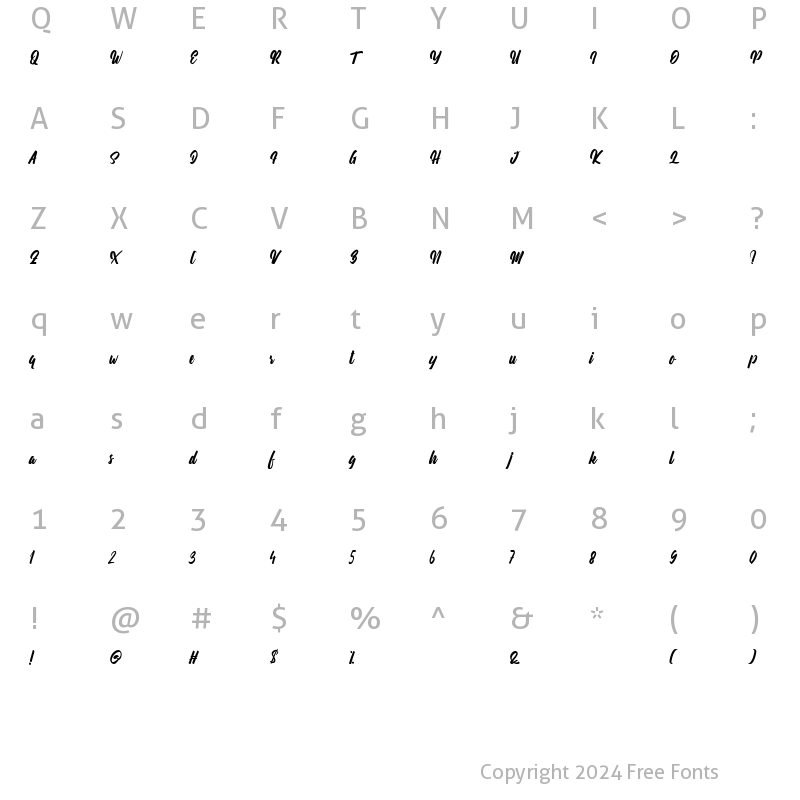 Character Map of Ann's Marker Script