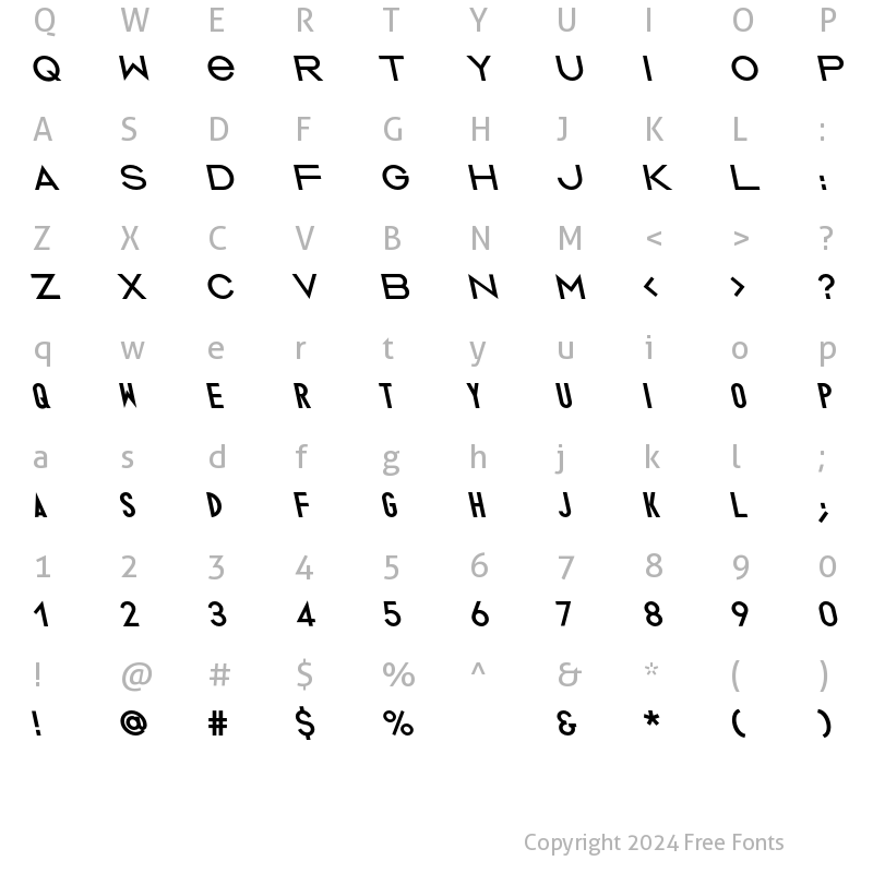 Character Map of Ano Bold Wide Back Italic