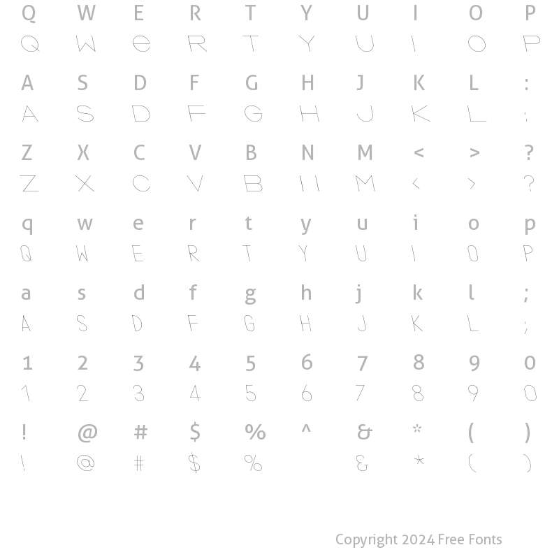 Character Map of Ano Eighth Wide Back Italic