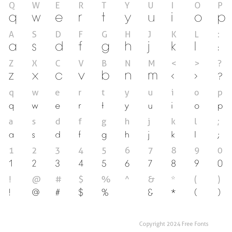 Character Map of Ano Half Upper Lower