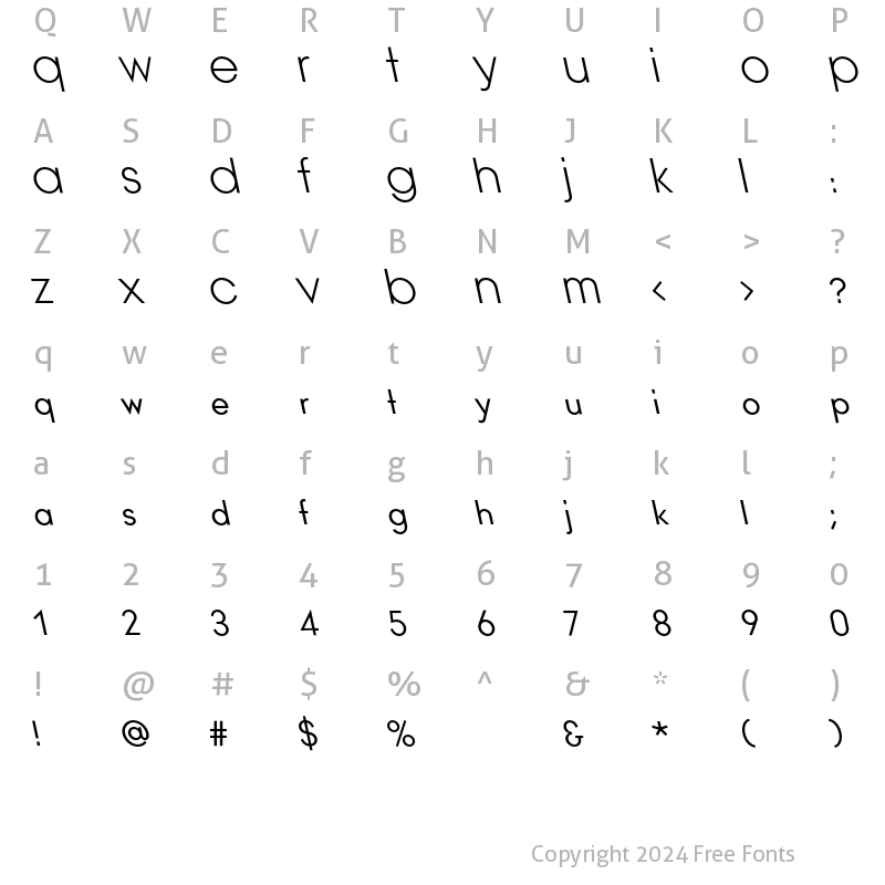 Character Map of Ano Regular Upper Lower Back Italic