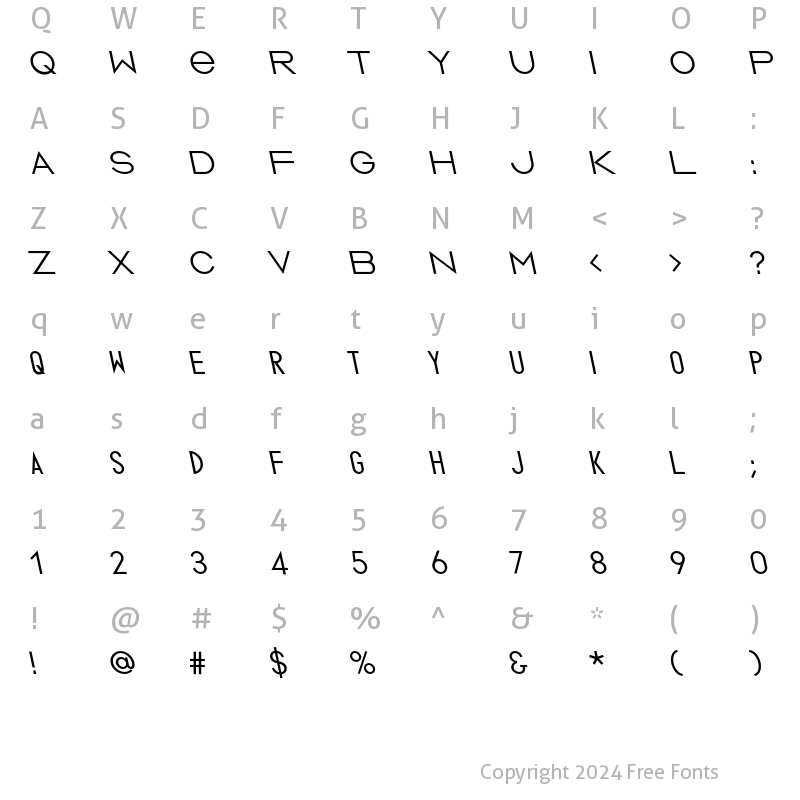 Character Map of Ano Regular Wide Back Italic