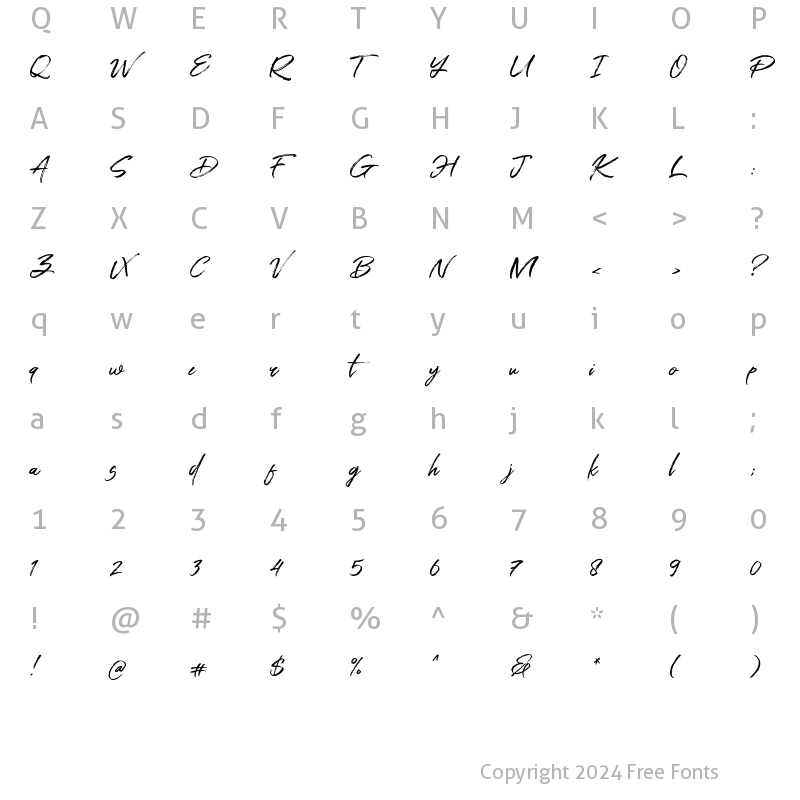 Character Map of Antam Regular