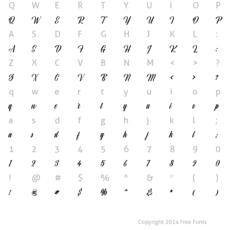 Character Map of Antara Smoth Regular