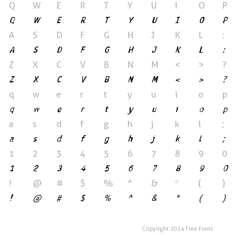 Character Map of Antaviana BoldItalic