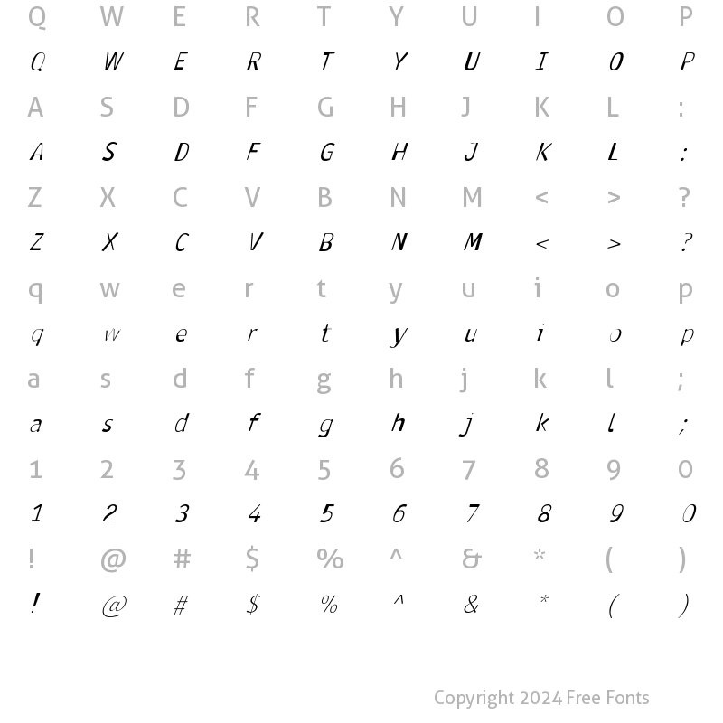 Character Map of Antaviana Italic