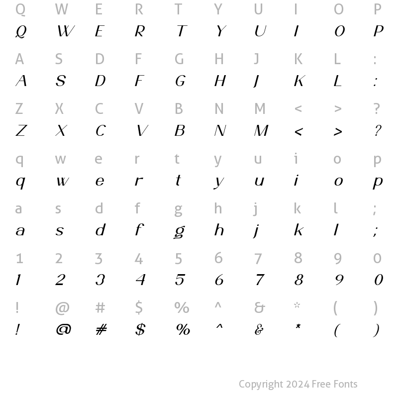 Character Map of Ante Cf Light Italic