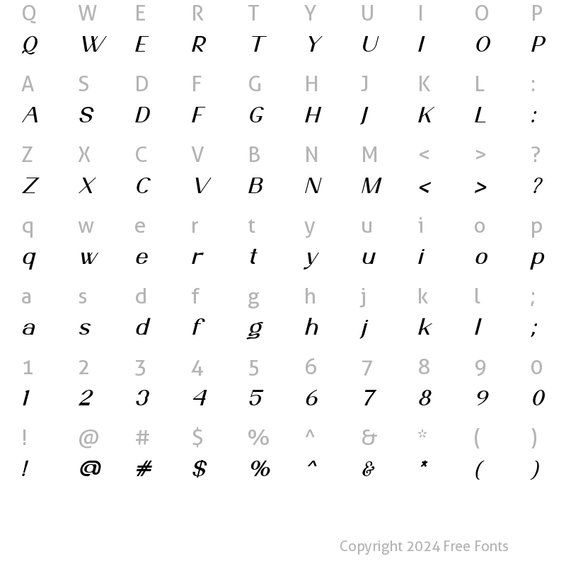Character Map of Ante Cf Medium Italic