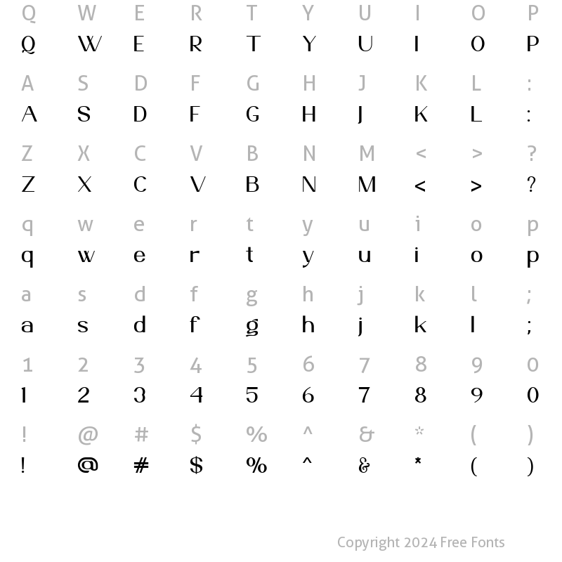 Character Map of Ante Cf Regular