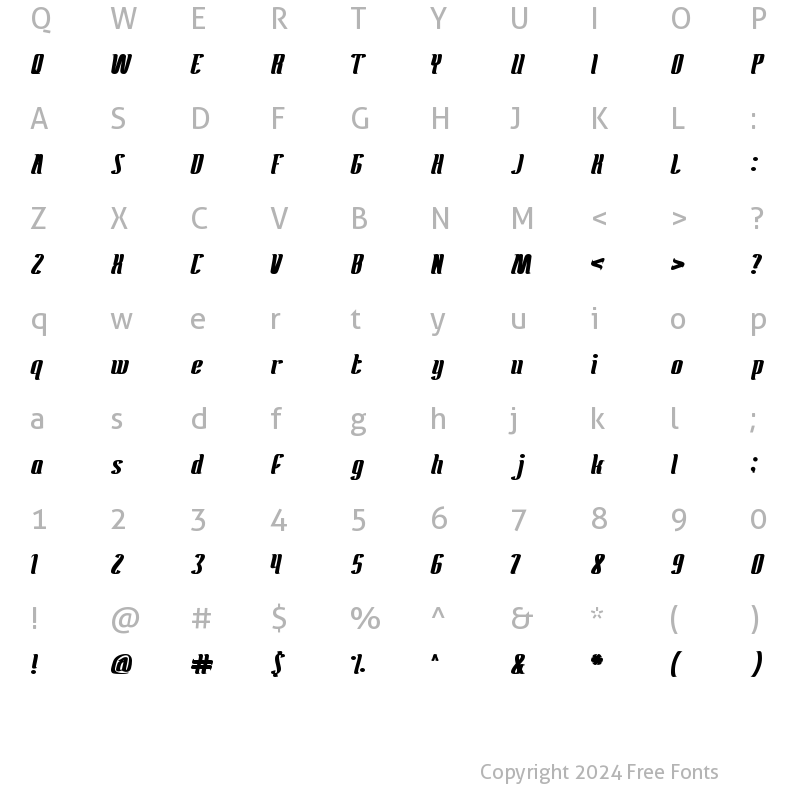 Character Map of Antelope Run Bold