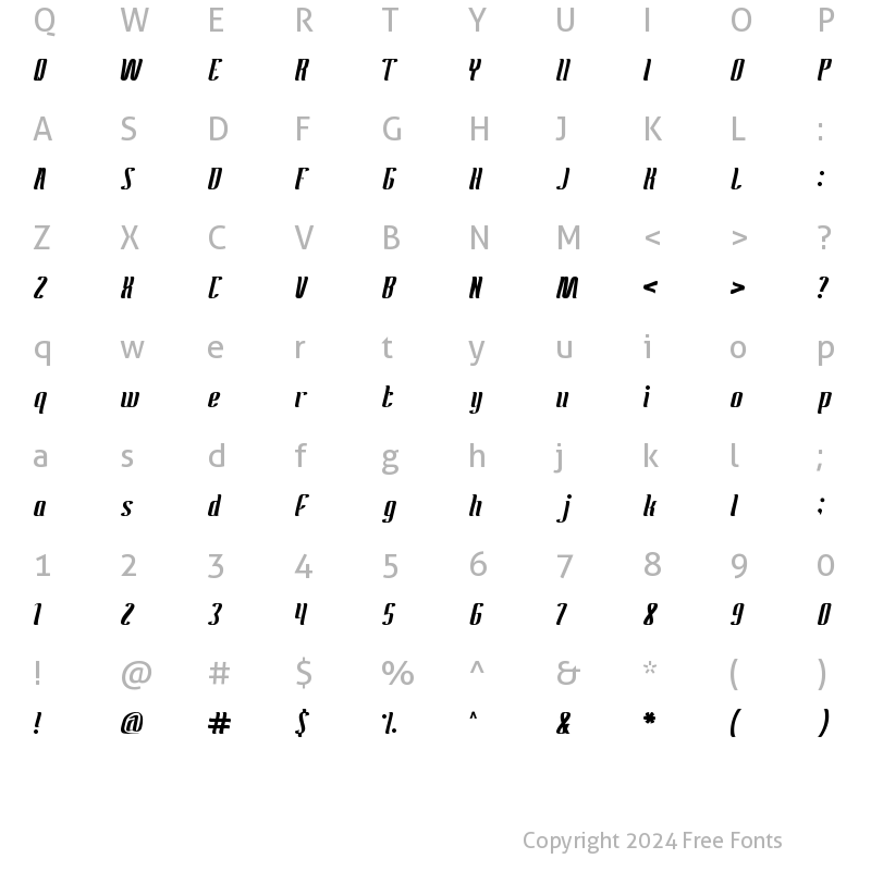 Character Map of Antelope Run Regular