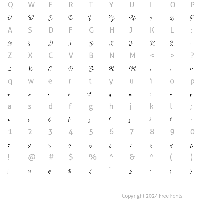 Character Map of Antens Script Regular