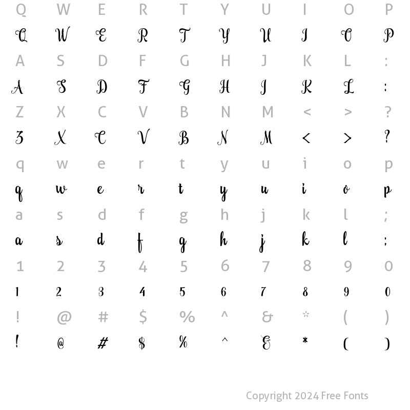 Character Map of Antero Regular