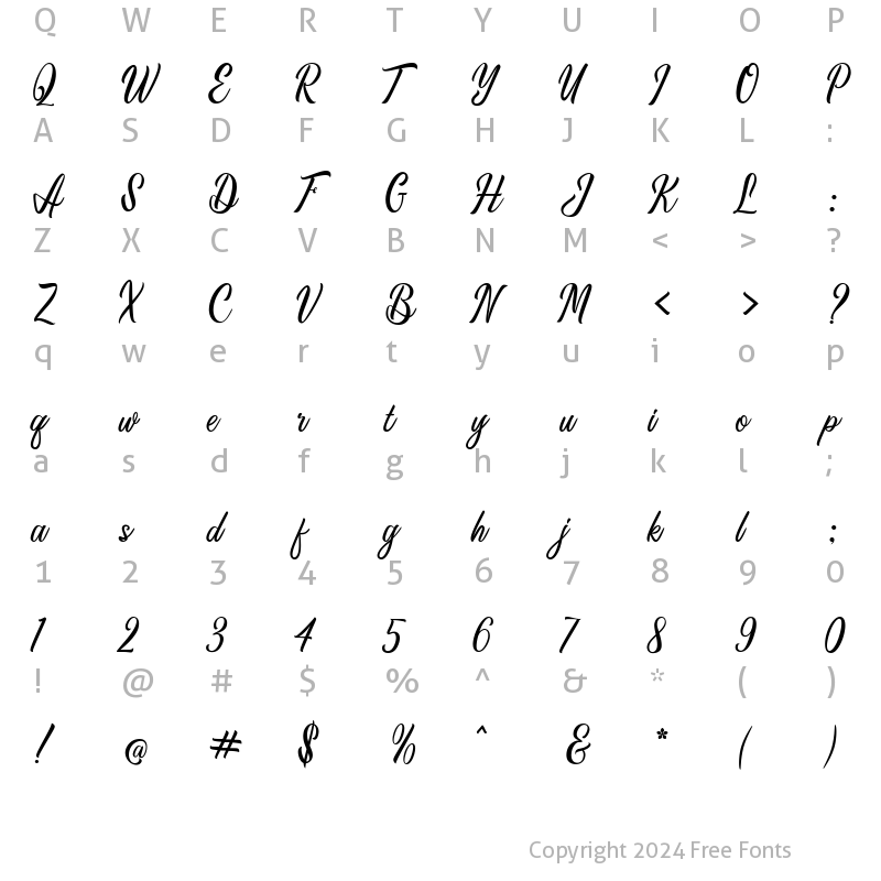 Character Map of Anthemy Script Regular