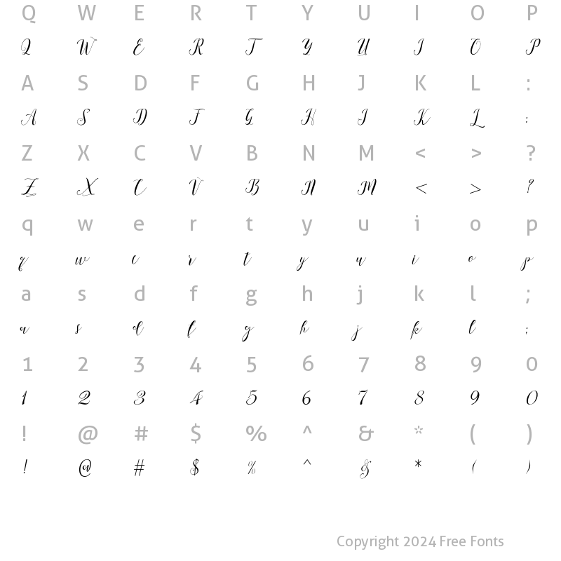 Character Map of Anthena Regular