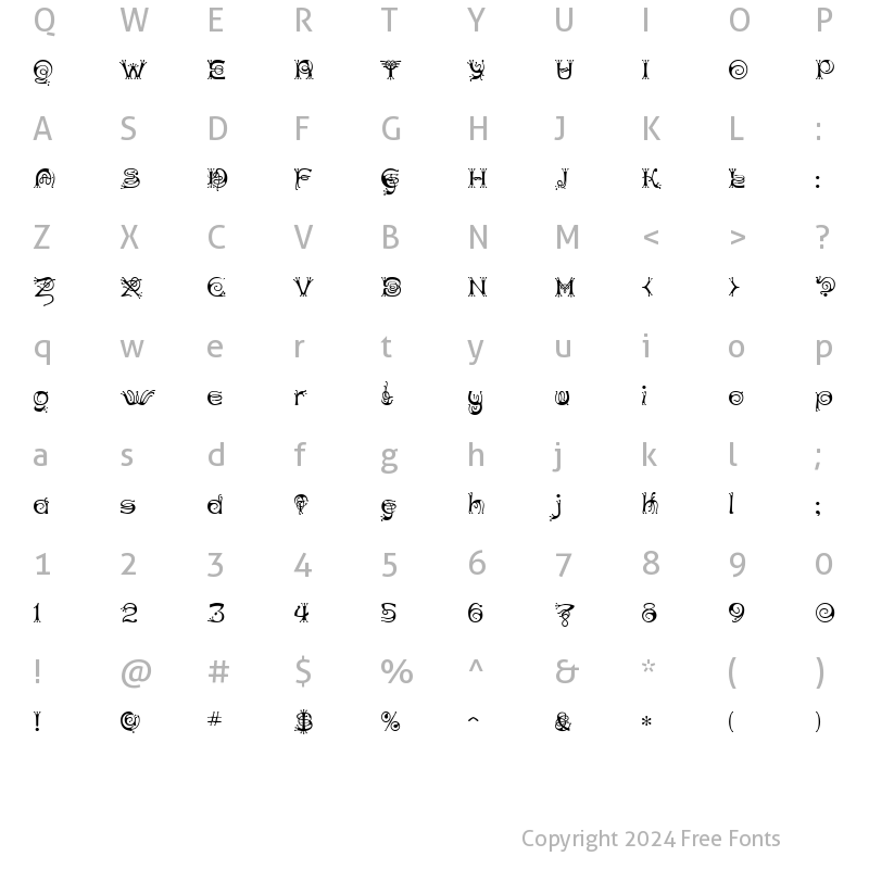 Character Map of Antherton Cloister Regular