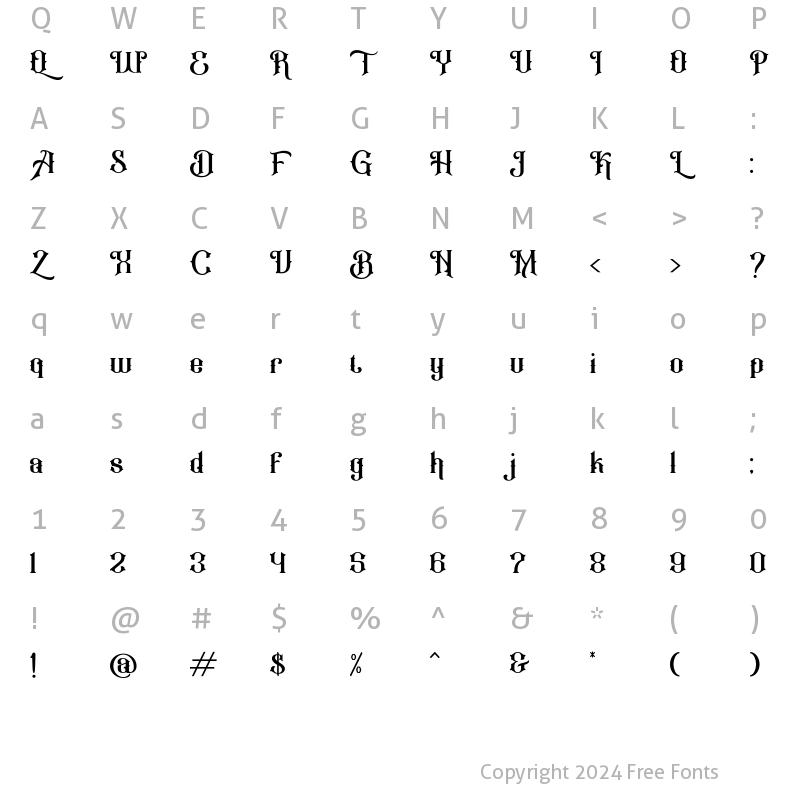 Character Map of Anthique Alt Three Regular