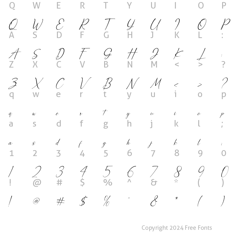 Character Map of Anthony Hartman Italic