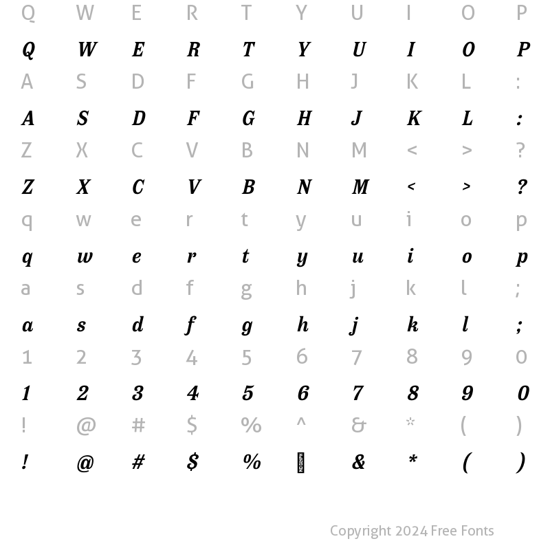 Character Map of Antica Bold It