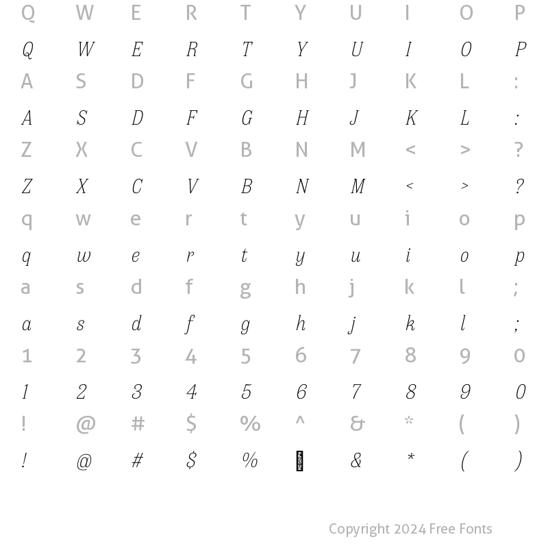 Character Map of Antica ExtraLight It