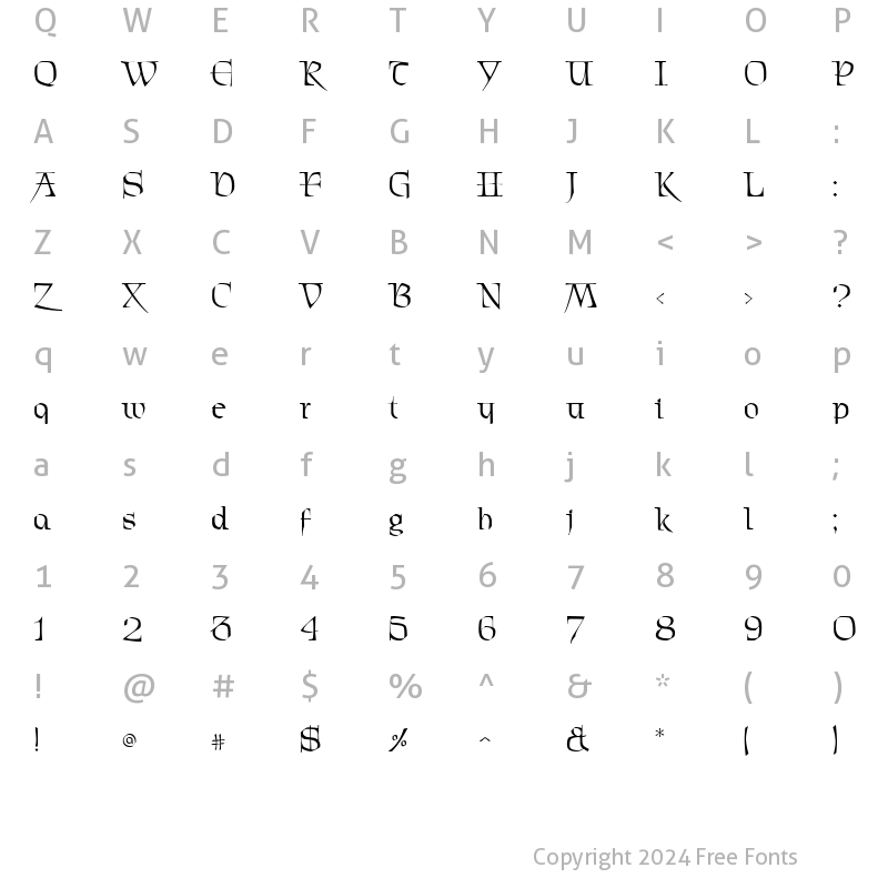 Character Map of Antigone Regular