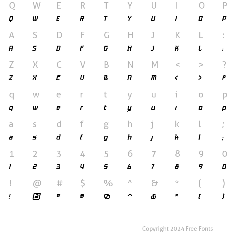 Character Map of Antigrav BB Italic