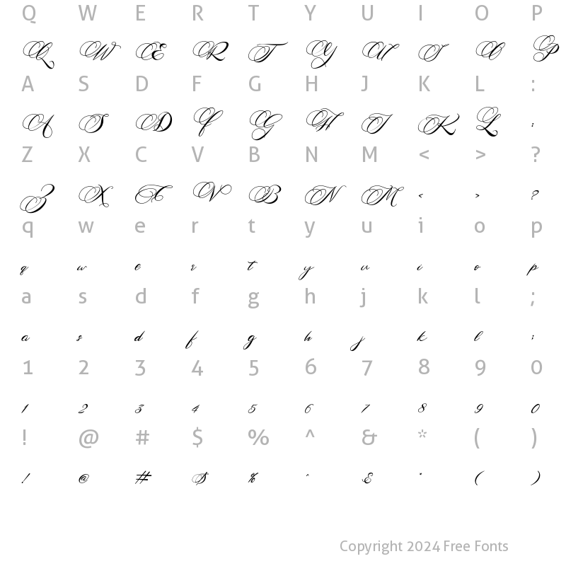 Character Map of Antika Italic