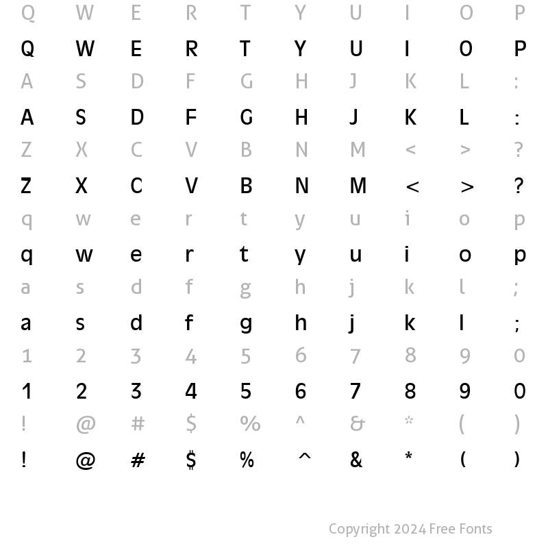 Character Map of Antiqua 101 Normal