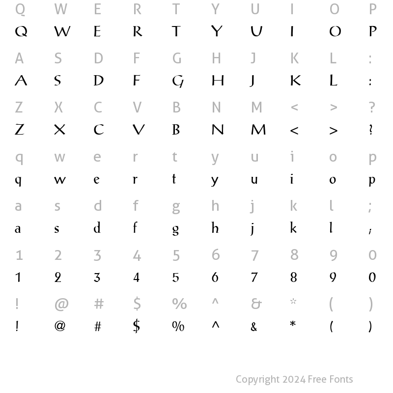 Character Map of Antiqua SSi Regular