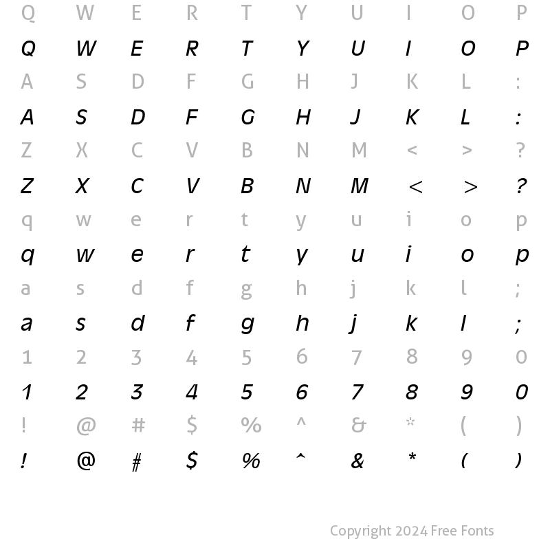 Character Map of Antique Olive Italic