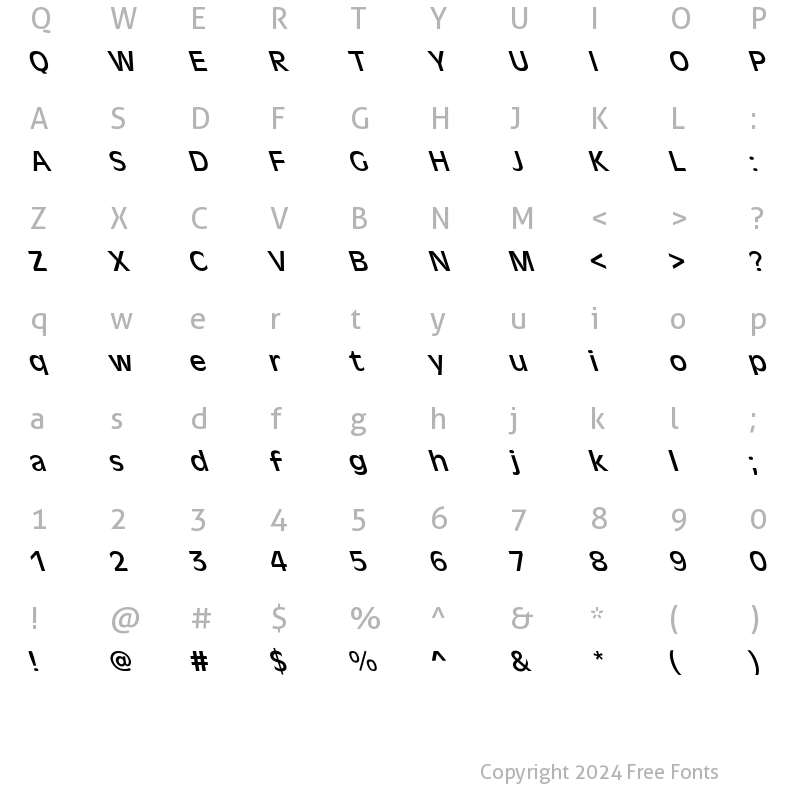 Character Map of Antique-Olive Lefty Regular