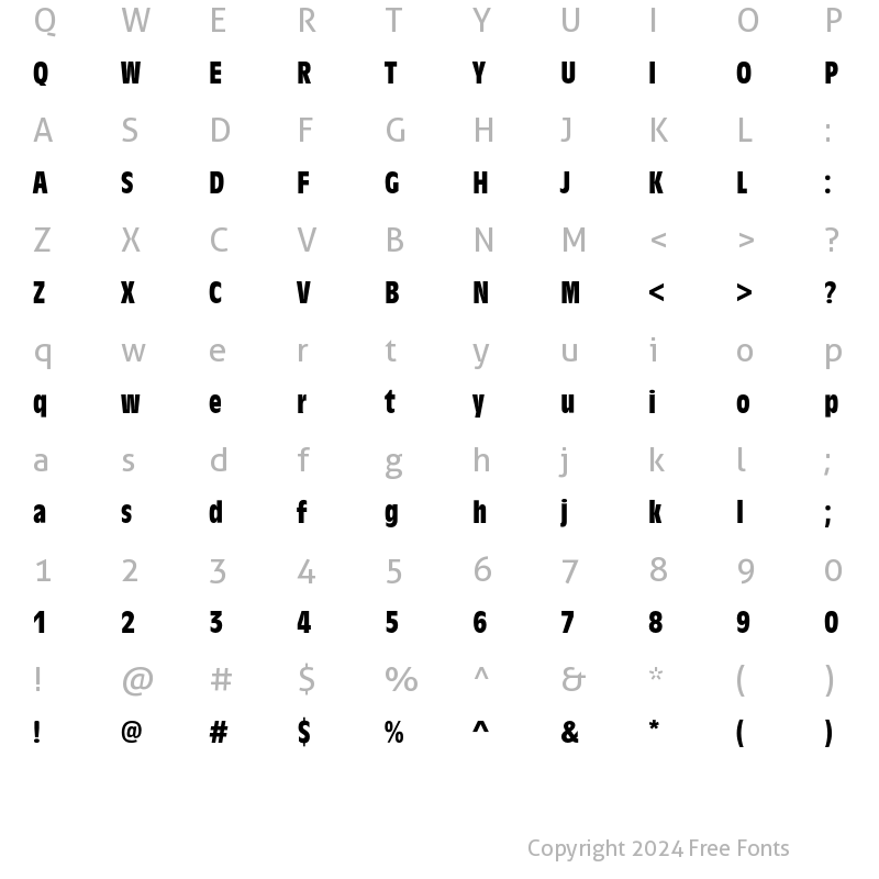 Character Map of Antique Olive T Condensed Bold