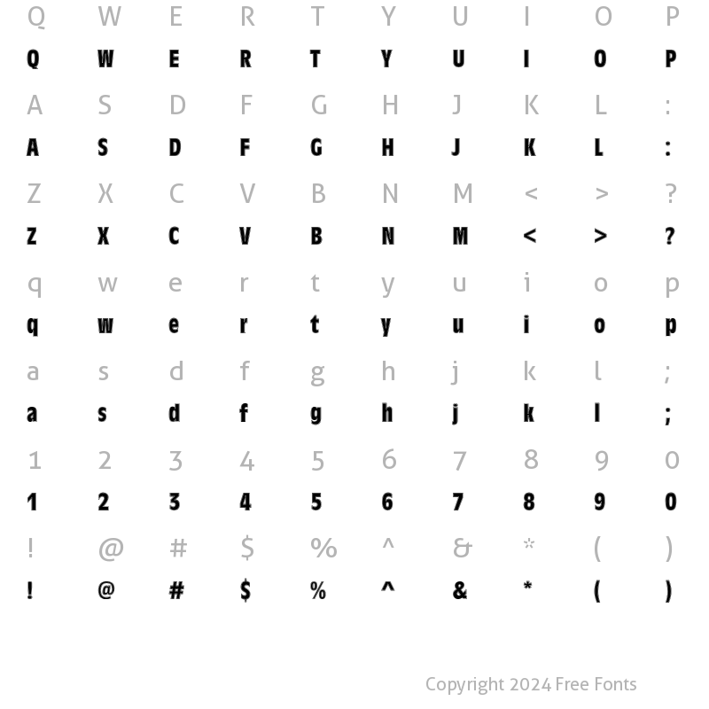 Character Map of Antique Olive T In1 Regular