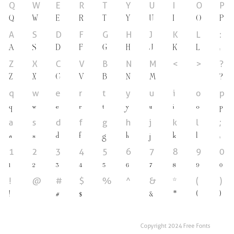 Character Map of Antique Roman Solid AT Regular