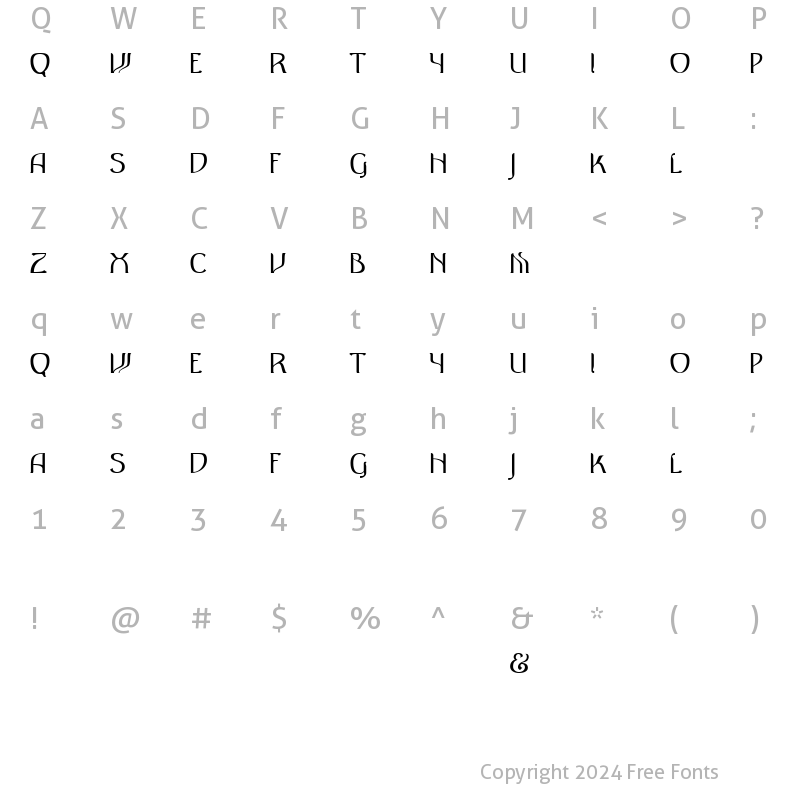 Character Map of Antique Row Normal