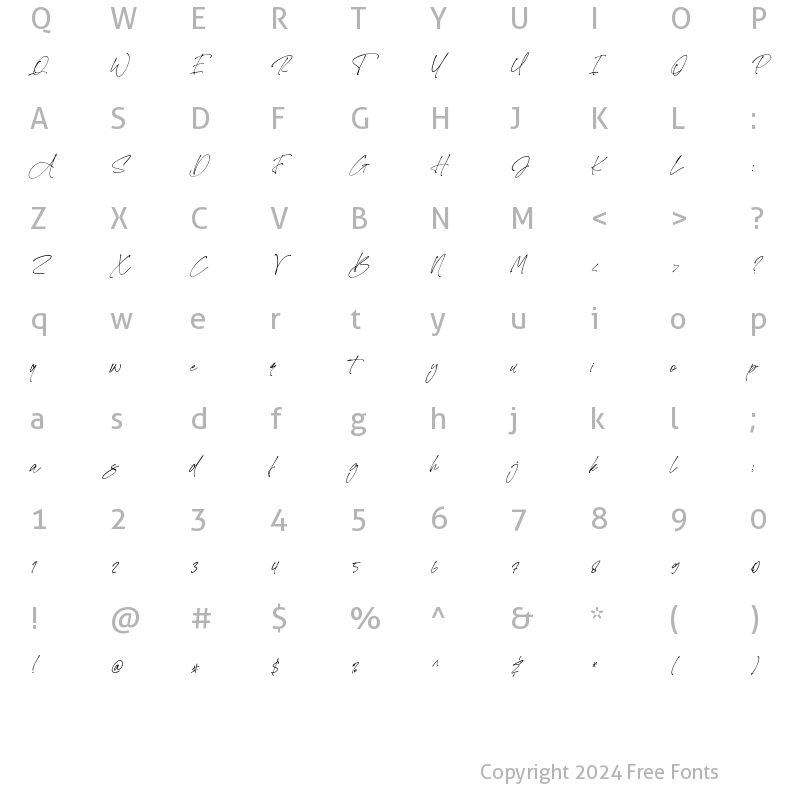 Character Map of Antomades Italic