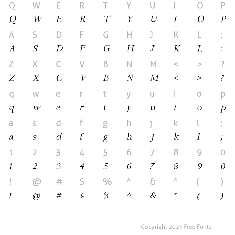 Character Map of Antonie Italic