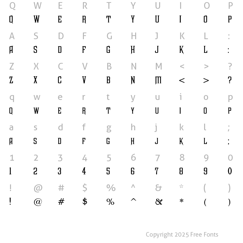 Character Map of Antract Regular