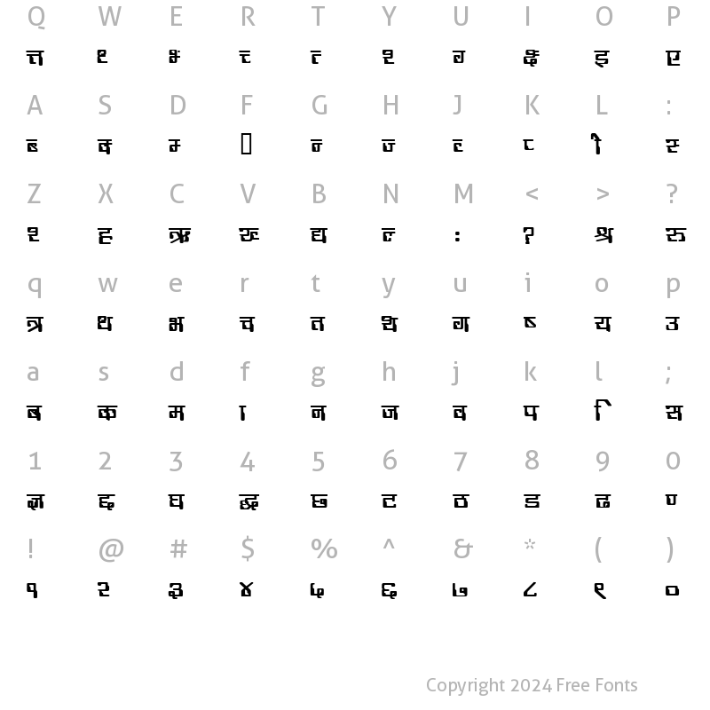 Character Map of Anupama Regular