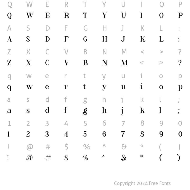 Character Map of Anya Tamy Regular